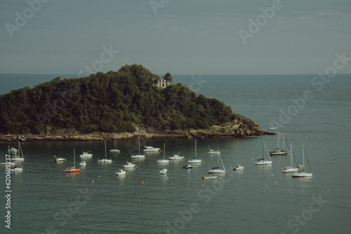 The boats off the island of Santa Clara. Saint Sebastian. photo