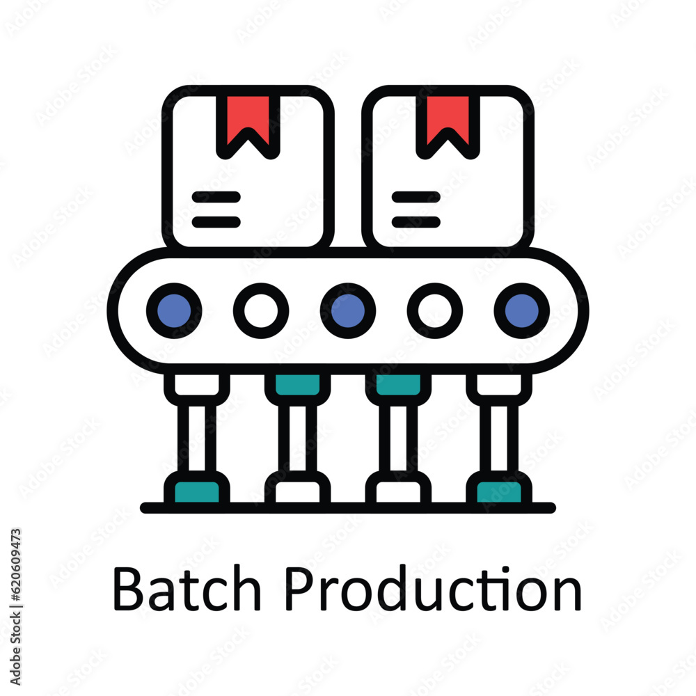 Batch Production Filled Outline Icon Design illustration. Smart Industries Symbol on White background EPS 10 File