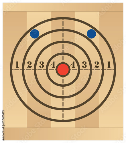 axe throwing, wooden target showing bullseye