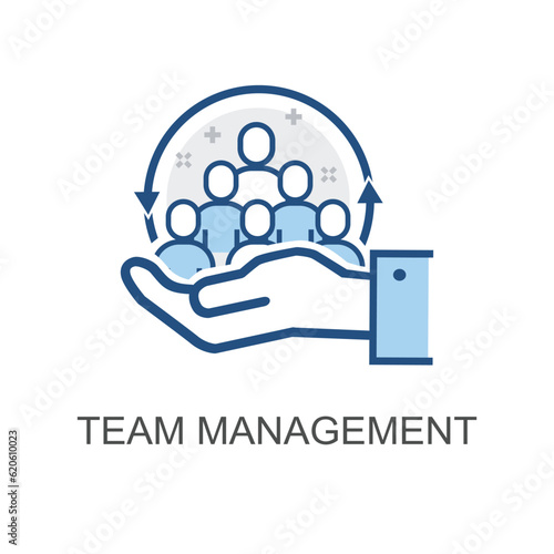 simple illustration teamwork icon with blue and slightly gray lines, suitable for use in your presentation business, website icon, marketing tools, simple and easy to apply