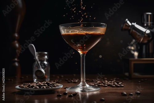 Lively espresso martini with a kick of liquor. Generative AI