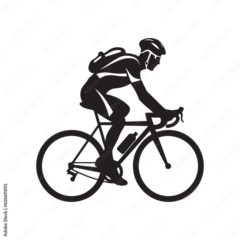 Naklejka premium Athlete riding a bike. Bicycle and human. Vector white background. ESP10