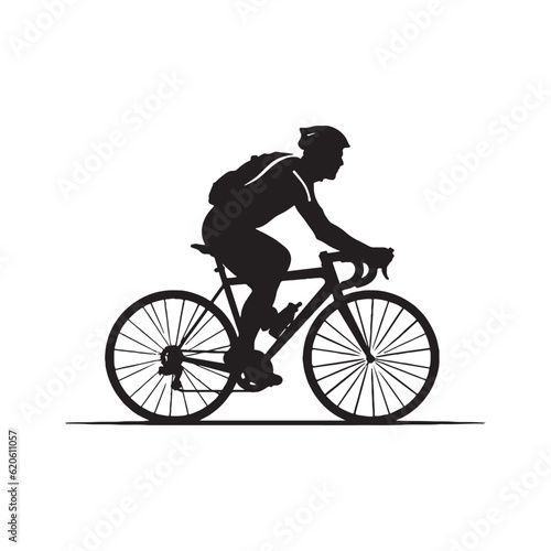 Athlete riding a bike. Bicycle and human. Vector white background. ESP10