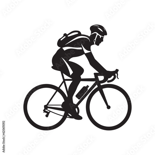 Fototapeta Naklejka Na Ścianę i Meble -  Athlete riding a bike. Bicycle and human. Vector white background. ESP10