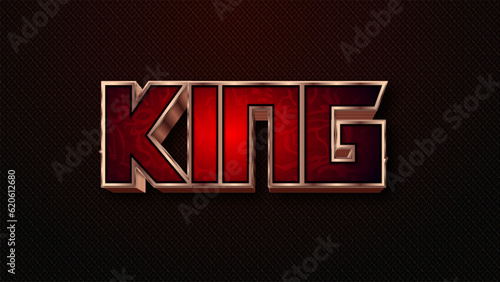 King text, luxury rose gold editable text effect on red textured background