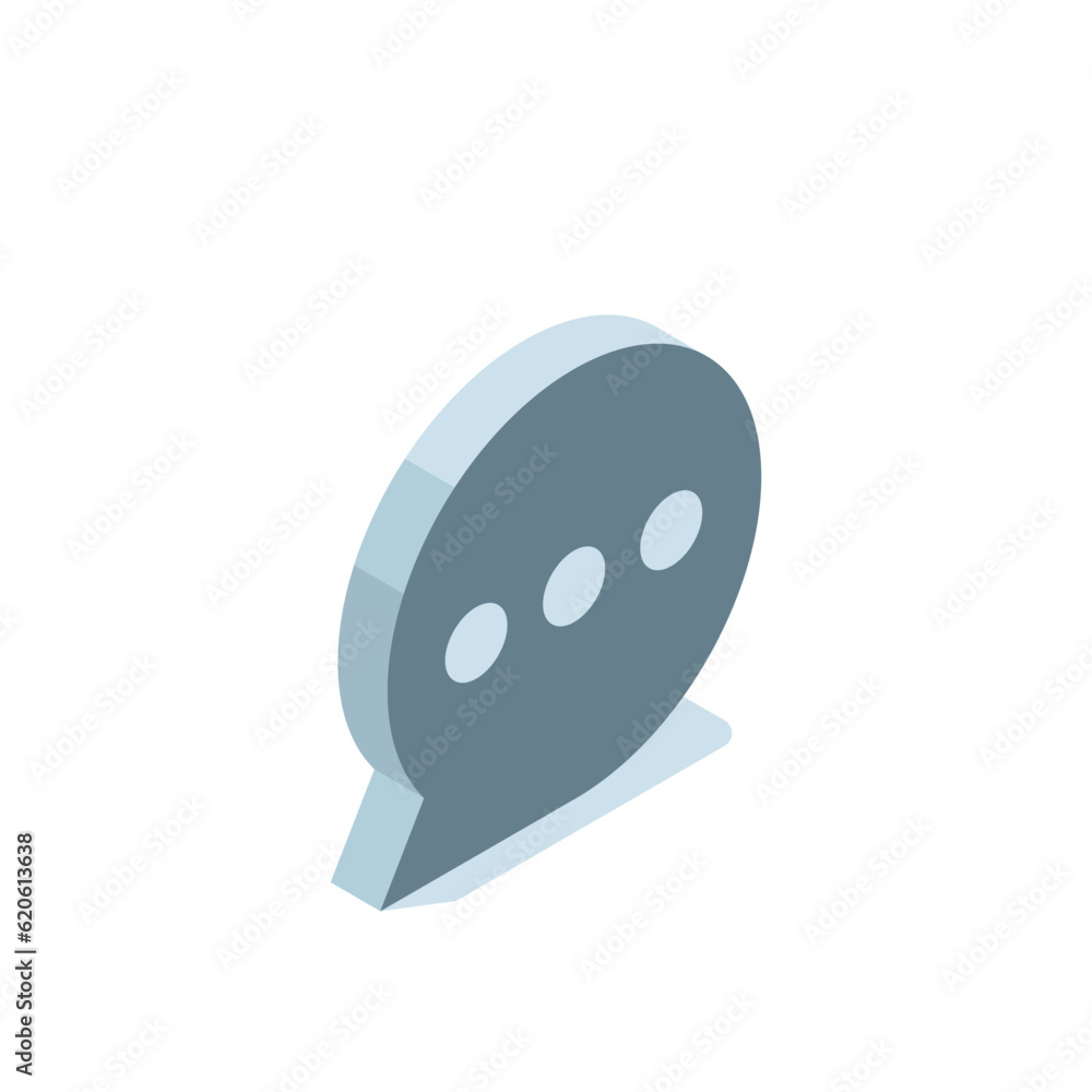 isometric text bubble icon in black color on white background, chat or message isometric text bubble icon in black color on white background, chat or message
