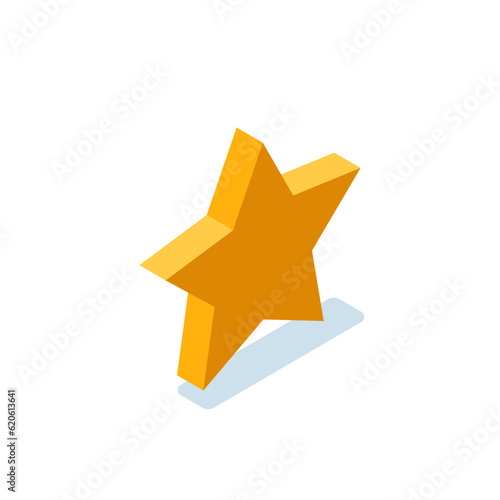 isometric star icon in black color on white background, rating and popularity
