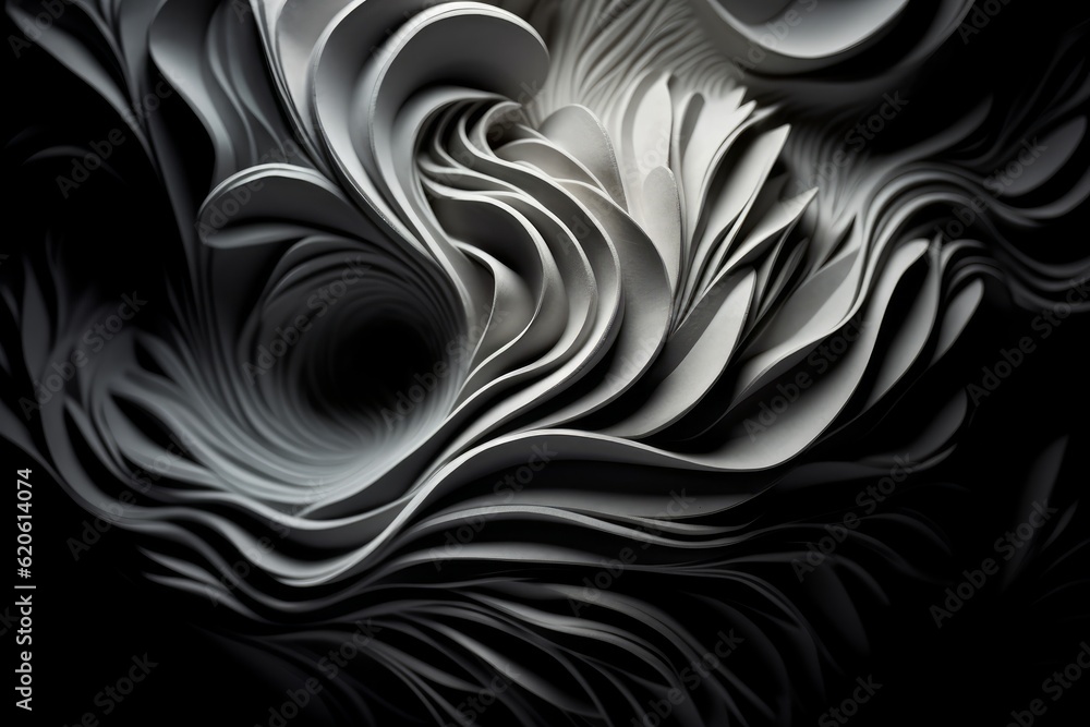 Illustration of a black and white swirl created with generative AI Illustration of a black and white swirl created with generative AI