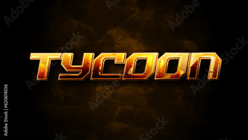 Tycoon text, shiny golden color editable text effect on dark gold textured background