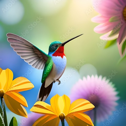 hummingbird and flower © faxi art