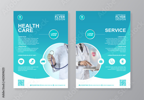 Corporate healthcare and medical cover and back page a4 flyer design template for print