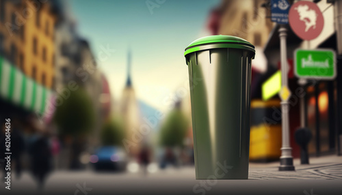 ai generated illustration Eco-Friendly Recycling Bin on City Street