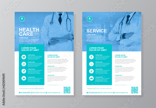 Corporate healthcare and medical cover and back page a4 flyer design template for print