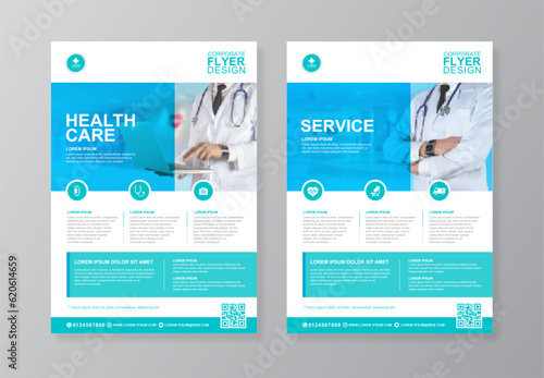 Corporate healthcare and medical cover and back page a4 flyer design template for print