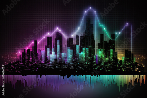 ai generated illustration double exposure stock market investment graph and city skyline
