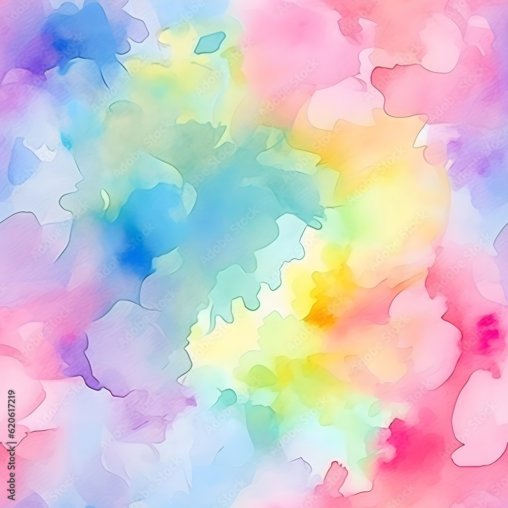 A seamless pattern digital art aquarell background in multiple color. Watercolor Backgorund. Generative AI