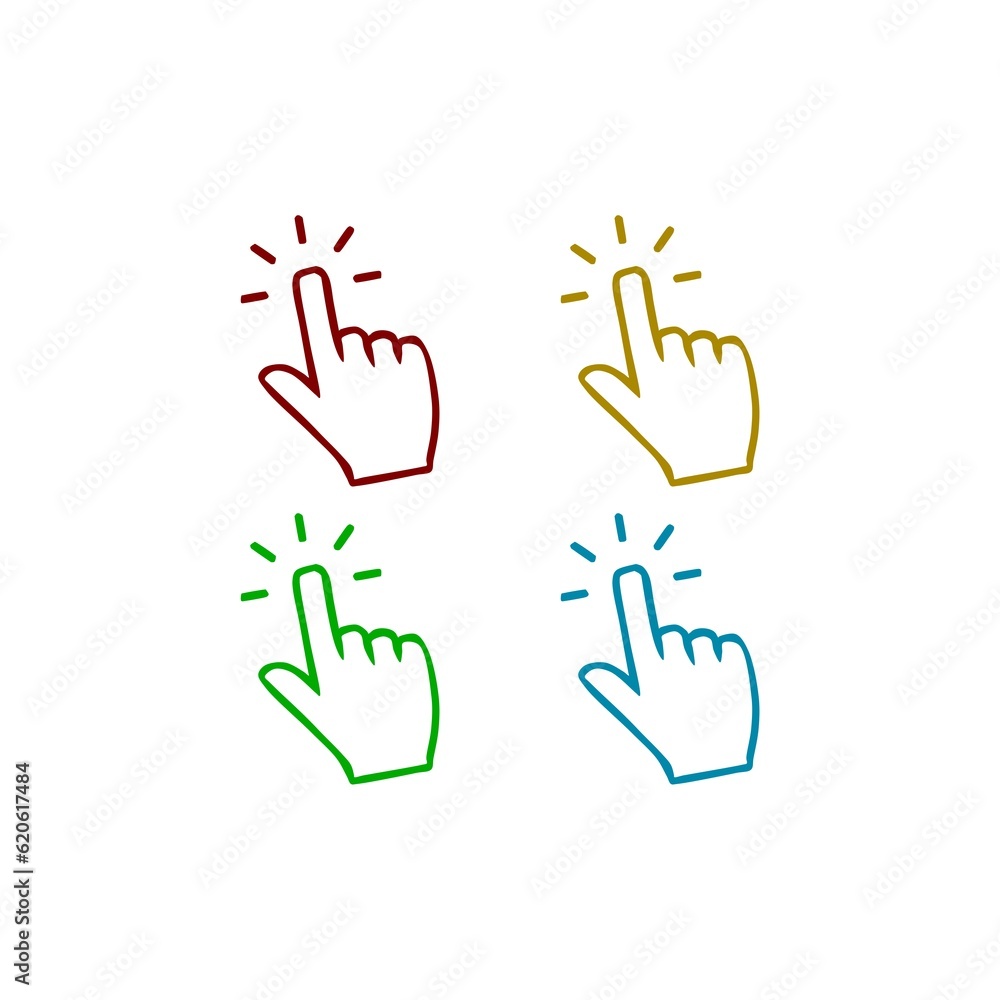 Hand cursor click icon hand drawn set icon Hand cursor click icon hand drawn set icon