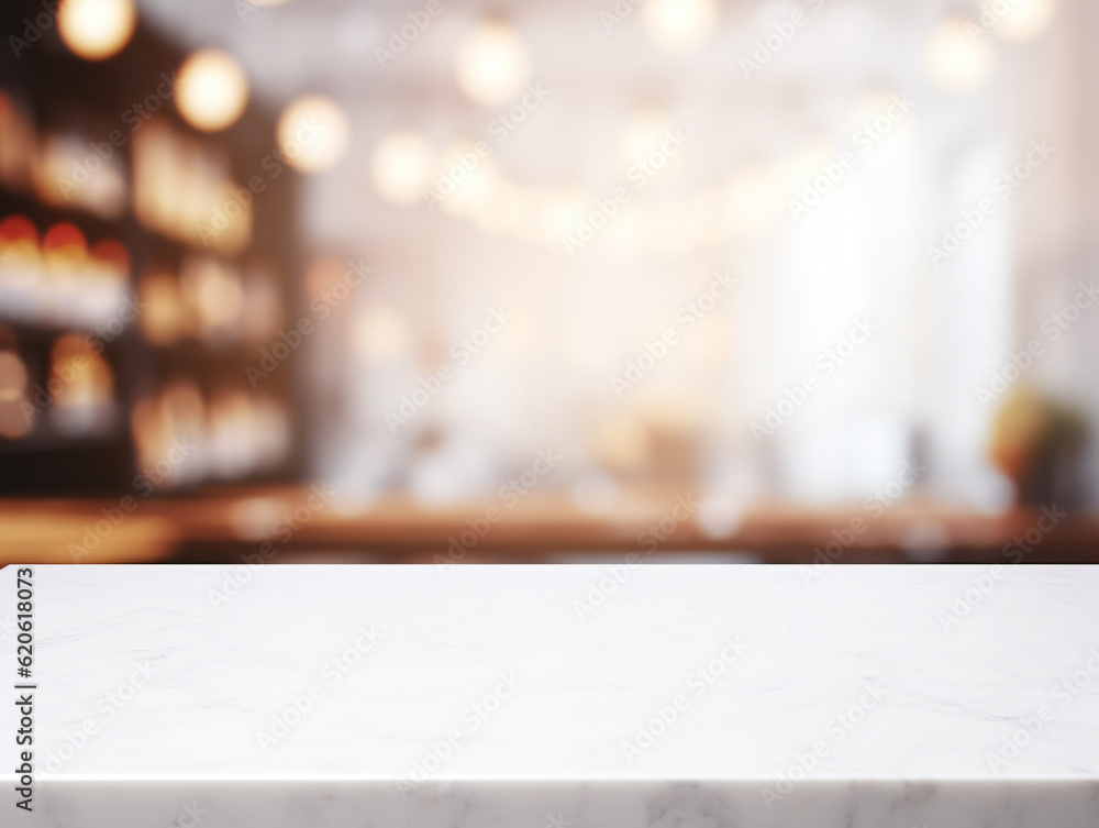 Clean and Elegant: Empty White Marble Stone Tabletop with Shelf, Against a Blurred Background. Perfect for Food and Product Display. Generative ai Clean and Elegant: Empty White Marble Stone Tabletop with Shelf, Against a Blurred Background. Perfect for Food and Product Display. Generative ai