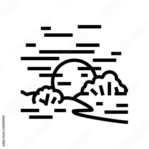 horizont sunset sun summer sunlight line icon vector. horizont sunset sun summer sunlight sign. isolated contour symbol black illustration