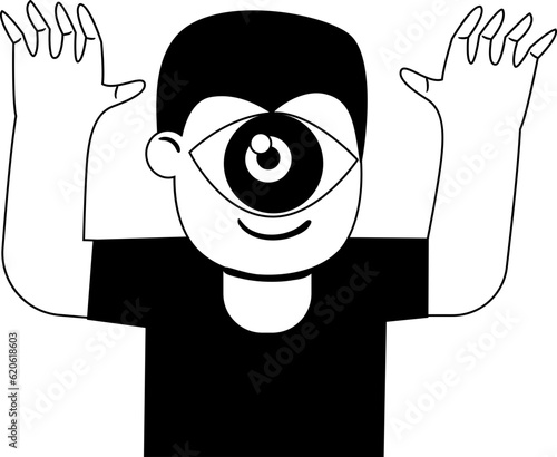 Cyclops Character Halloween icon hand drawn design elements for decoration.