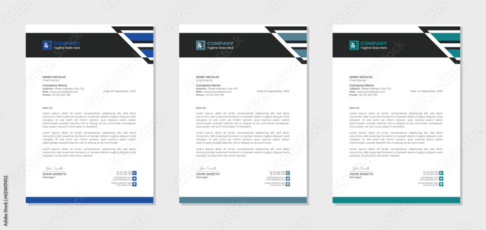 Letterhead template design for business and corporate