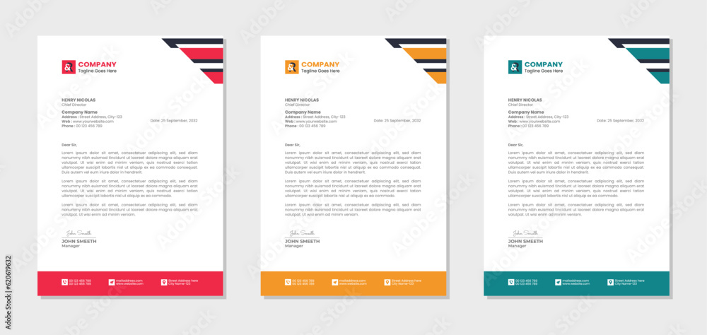 Letterhead template design for business and corporate