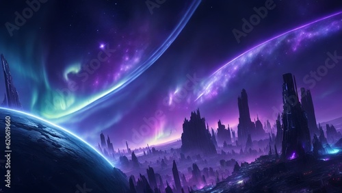 Violet Radiance: Purple Aurora on a Distant Rocky Planet