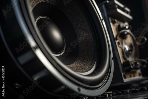 Close-up of a high-fidelity speaker. Generative AI © Evelina