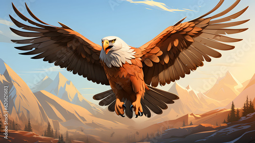 Eagle illustration, cartoon animation. Generative ai