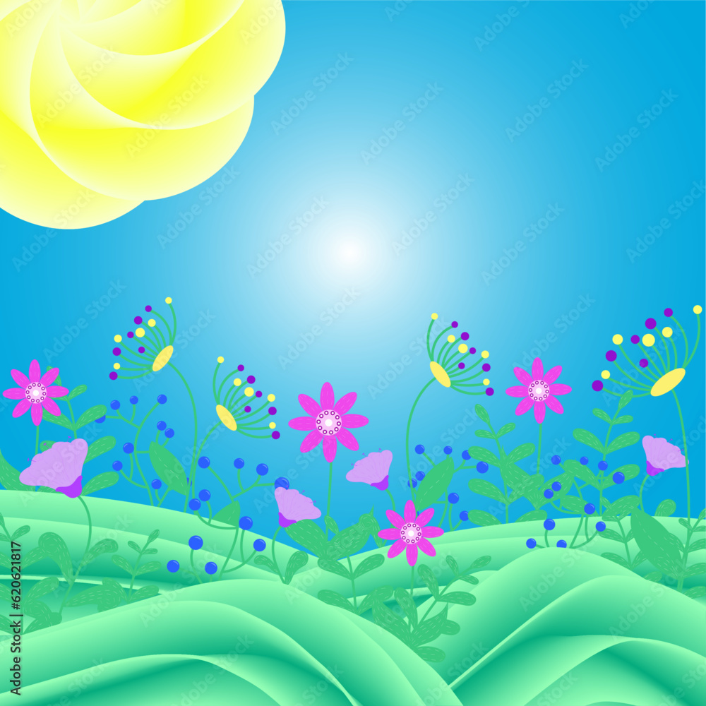 Fototapeta premium landscape with flowers