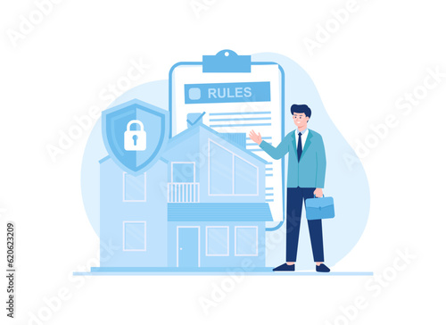 Office rules for safety trending concept flat illustration