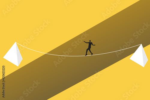 businessman balancing himself. work life balance career opportunity vector symbol. Job opportunity and career