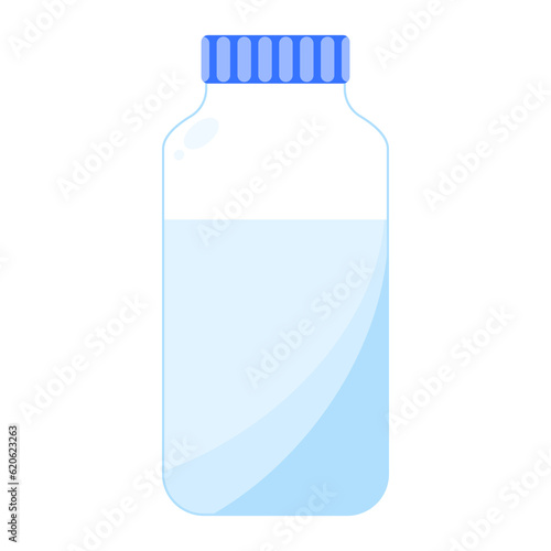 Pocket size drinking water bottle for athlete or person who exercises in flat vector illustration design