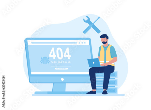Fixed 404 errors trending concept flat illustration
