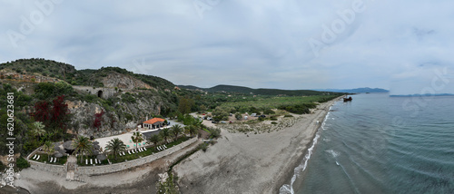 Aerial view of Valtaki Beach, Peloponnese, Greece (Gythio)