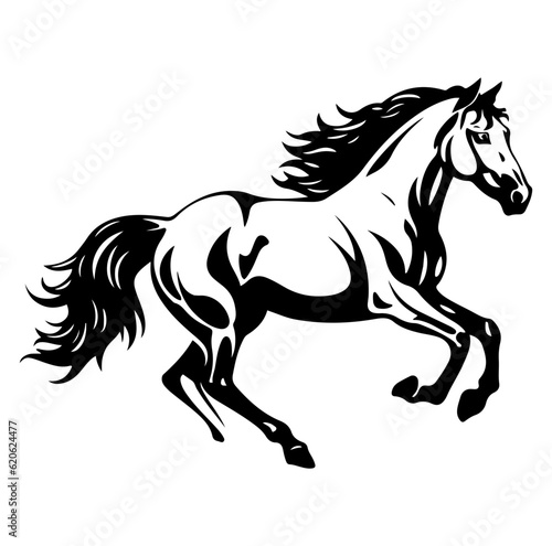 Horse running illustration  side view 