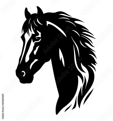 Portrait of horse with a White Blaze on His Face looking forward, isolated vector design