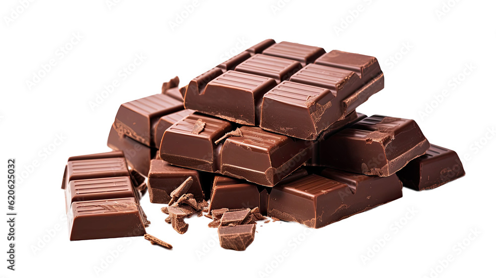 Fototapeta premium Chocolate on a transparent background in seclusion.
