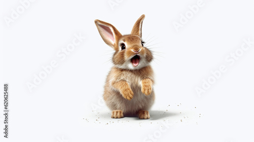 A westers cottontail rabbit on a white background  © visuallabel