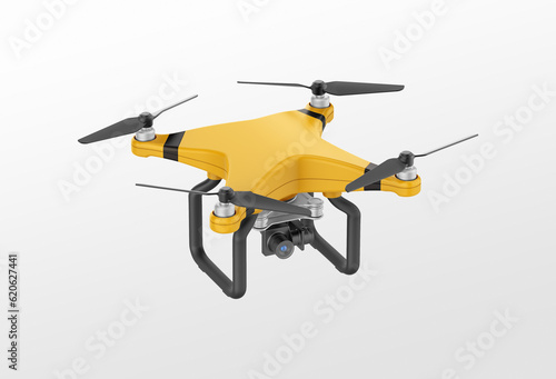 Sunny Soar: Yellow Drone on White Surface
