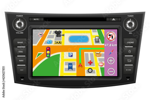 car multimedia with touchscreen vector illustration