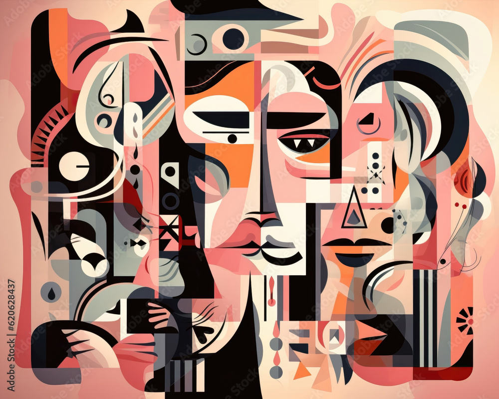 Abstract surreal art in cubism style. 