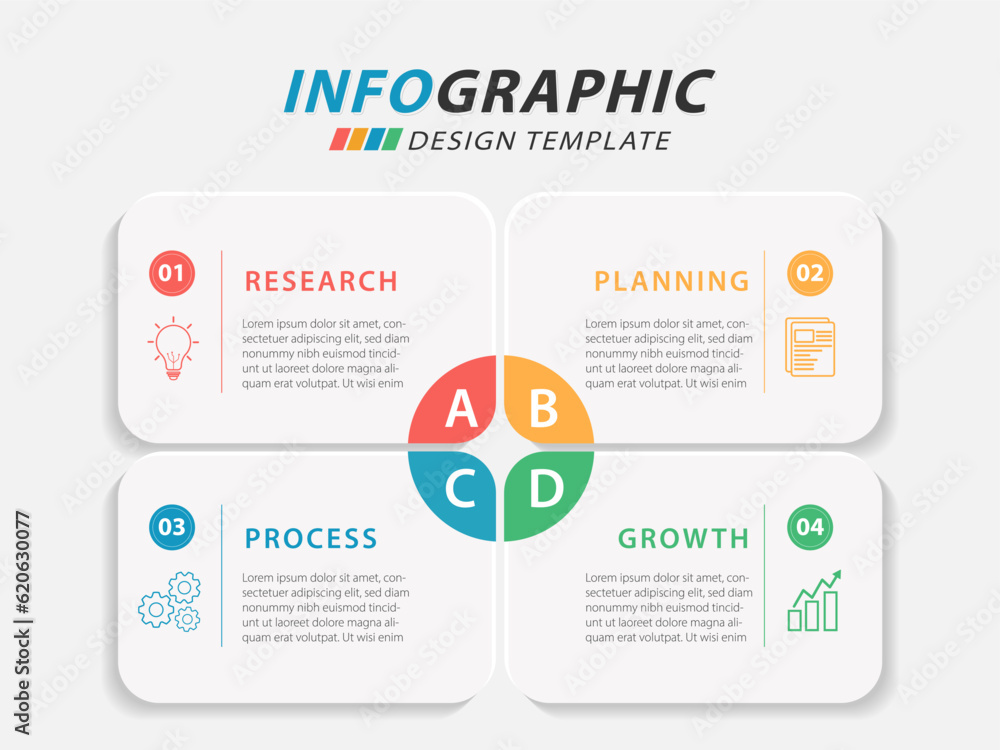 Infographic template. 4 Step timeline journey, Flat simple infographics design template. presentation graph. Business concept with numbers 4 options or steps vector illustration. Infographic template. 4 Step timeline journey, Flat simple infographics design template. presentation graph. Business concept with numbers 4 options or steps vector illustration.