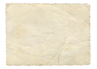 Retro vignette photo paper texture isolate. Old antique sheet paper texture. Announcement board. Recycle vintage paper background. Aged and yellowed wallpaper.