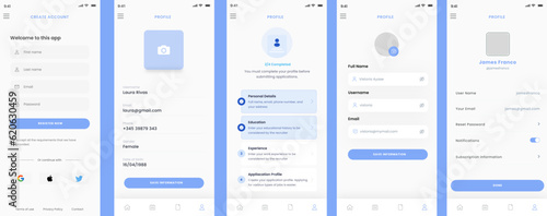 User Credentials, Member Identity, Profile Account and Information Details Screen App UI Kit Template