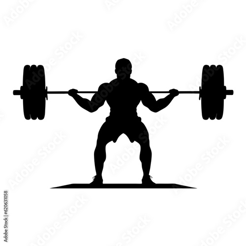 Vector of a silhouette of a man lifting a barbell