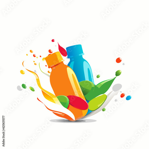 Vector of a bottle with a splash of paint on it