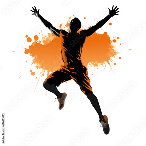 Vector of a basketball player jumping in the air