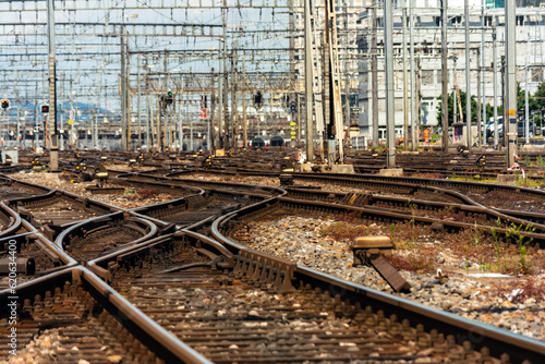The air above the train tracks shimmers in the summer heat