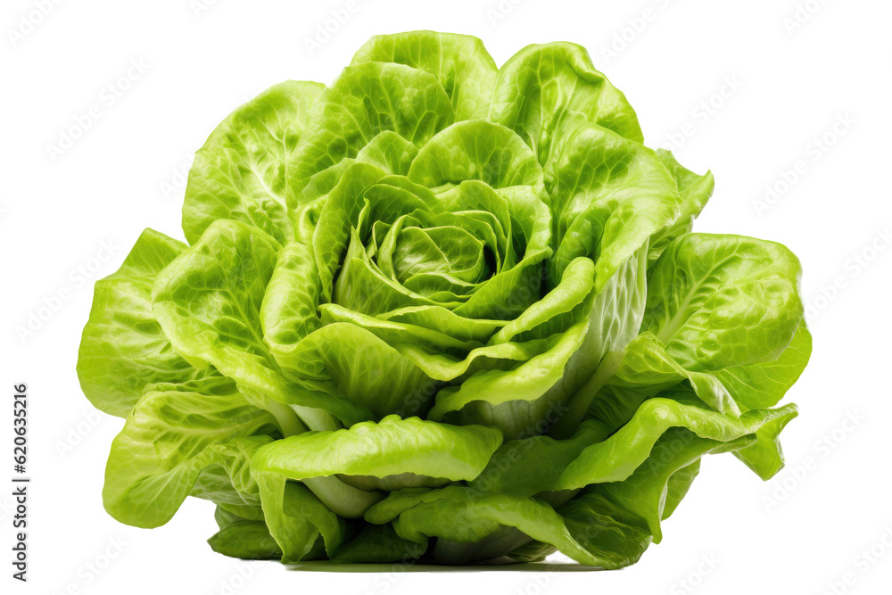 Green butter lettuce separated on a transparent background. - obrazy, fototapety, plakaty 
